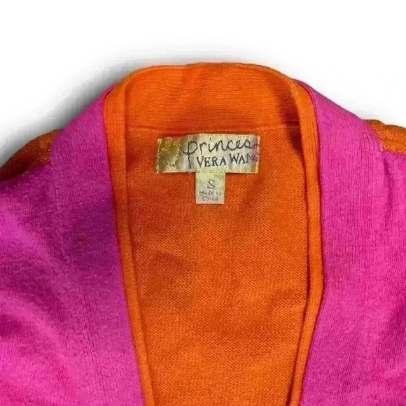 Princess Vera Wang Y2K cardigan button up sweater pink multi colorblock glitter - Picture 2 of 11